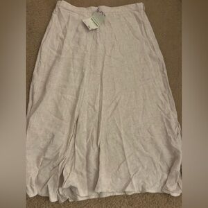 essome Linen cream Midi Skirt with split